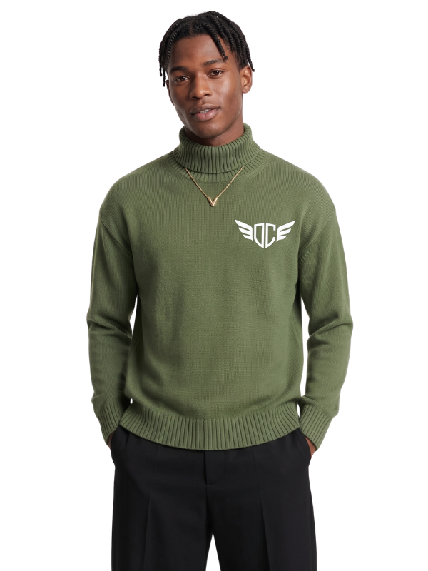 DC Olive Green Turtleneck Sweater – Premium Men Streetwear