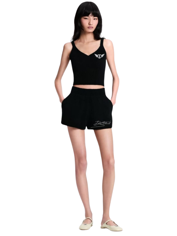 DC Black Crop Top & Shorts Set – Women Minimal Streetwear