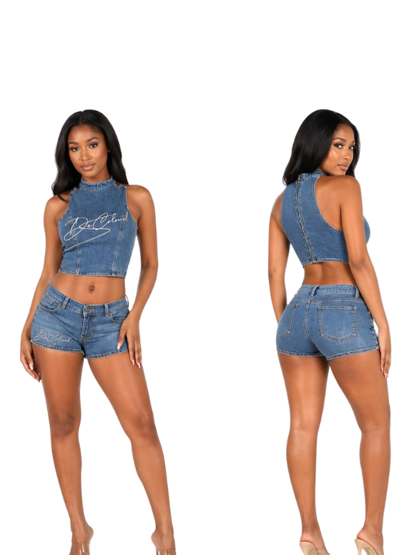 DC Denim Signature Co-Ord Set – Women’s Crop Top & Shorts