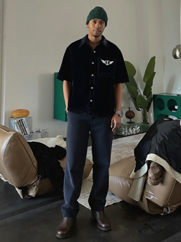 DC Black Short Sleeve Button Shirt – Premium Streetwear Edition