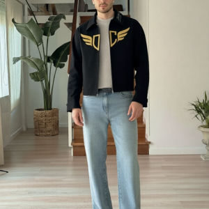 DC Black Zip-Up Jacket with Gold Logo – Premium Streetwear Edition