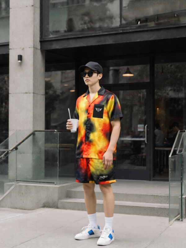 DC Multicolor Summer Co-Ord Set – Men Streetwear Edition